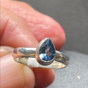 London Blue Topaz Ring Size 6 in Solid Sterling Silver 925